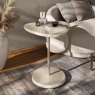 Mesa de Apoio Triangular em MDF com Base Dourada - Design Sofisticado para Ambientes Modernos - imagem 1