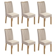 Conjunto 6 Cadeiras Estofadas Apogeu Móveis Lopas Amêndoa Clean/Linho Rinzai Bege - Conforto e Estilo para sua Sala de Jantar - imagem 1