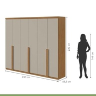 Guarda-Roupa 6 Portas 4 Gavetas em MDF Alonzo Amêndoa Clean/Off White - Design Moderno e Funcionalidade Completa - imagem 3