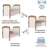 Quarto Bebê Completo Berço Americano Marquesa 3 em 1 Guarda-Roupa 4 Portas Cômoda Uli - Móveis Peroba em MDF - imagem 5