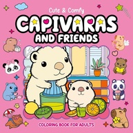 Livro de Colorir Cute & Comfy: Capivaras e Amigos para Adultos Relaxarem - imagem 1