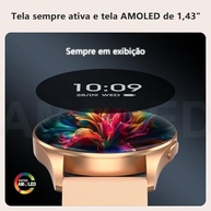 IOWODO W40 Smartwatch AMOLED 1.43" - Chamadas Bluetooth, 100+ Esportes, 2 Pulseiras (Ouro) - imagem 3
