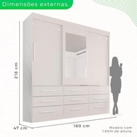 Guarda-Roupa Casal 3 Portas 9 Gavetas com Espelho - Design Moderno e Ampla Organização - imagem 3