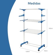 Varal de Chão Retrátil 3 Andares com Rodinhas - Organizador Compacto para Roupas Íntimas e Apartamentos - imagem 3
