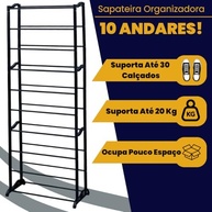 Sapateira Organizadora Vertical 10 Andares - Armazene Até 30 Pares com Estilo - imagem 5