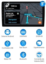 Central Multimídia H-TECH 9" Android para Honda HRV (2015-2021) com Android Auto, CarPlay e Câmera de Ré - imagem 3