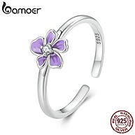 Anel Bamoer Prata 925 com Flor Púrpura – Elegância e Qualidade - imagem 1