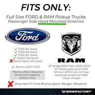 Antena Bullet Ronin Factory 50 Cal para Ford F150, F250, F350, Raptor, Bronco e RAM 1500 - Estilo e Segurança - imagem 4