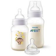 Kit Mamadeiras Anti-Colic Macaco Philips Avent 260ml + 330ml + Bico Extra T4 6m+ - imagem 2
