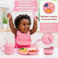 Kit Introdução Alimentar Bebê 8 Peças Rosa - Seguro, Antiderrapante e BPA Free - imagem 5