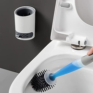 Escova de Vaso Sanitário com Suporte Recarregável - Silicone Antiferrugem e Almofada de Lama Diatomácea - imagem 5