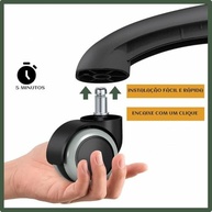 Rodízio Kit 5 Rodinhas para Cadeira de Escritório com Silicone Antirrisco - Proteja Seu Piso - imagem 1