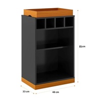 Aparador Bar Retrô com Adega para 4 Garrafas - Bandeja MDF Estilo Astúrias Preto/Cedro - imagem 3