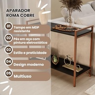 Balcão Aparador Moderno 80cm com Estrutura em Cobre e Tampo em Madeira - Ideal para Sala de Estar e Cozinha - imagem 4