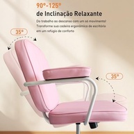 Cadeira de Descanso Ajustável com Apoio de Braços e Base Giratória – Conforto Ergonômico em 6 Cores (Rosa) - imagem 4