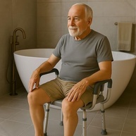 Banco Cadeira para Banho com Encosto e Apoio de Braços - Segurança e Conforto até 130kg - imagem 3