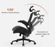 Cadeira de Escritório Ergonômica DT3 Vita Super com Apoio de Cabeça 2D, Revestimento Mesh e Braços Retráteis (Dark Grey) - imagem 4