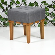 Kit 2 Puffs Apolo em Madeira Maciça - Estilo Banqueta com Tecido Linho Bege | Decore com Sofisticação e Versatilidade - imagem 3