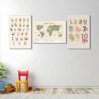 Quadro Decorativo Infantil Educativo - ABC, Números e Animais | Trio Aprendizado Lúdico - imagem 3