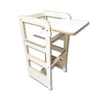 Torre de Aprendizagem Montessori com Acessórios - Branca com Mesa Sensorial, Mesa de Giz e Bandeja - imagem 2