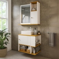 Conjunto Gabinete + Espelheira para Banheiro Deca Aqua - Design Moderno e Organização Inteligente - imagem 2