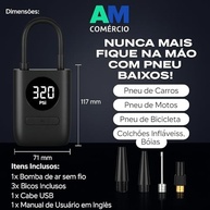 Compressor de Ar Digital Portátil: Calibrador Recarregável com Lanterna LED para Carro, Moto e Bike - imagem 3