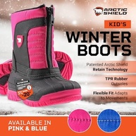 ArcticShield Botas de Neve Infantis Impermeáveis Aquecidas Confortáveis Duráveis Fácil de Calçar e Descalçar Inverno (Bebê/Criança Pequena/Criança Grande), rosa, 12 Little Kid - imagem 4