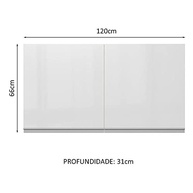 Armário Aéreo Madesa Acordes 120cm em MDF com Portas Branco Brilho - Design Moderno e Resistente - imagem 4