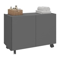 Gabinete Armário de Banheiro 62,5cm com Rodízios e 2 Portas - Design Moderno Grafite - imagem 2