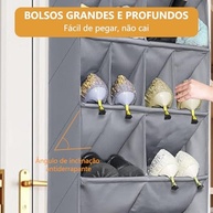Organizador de Sapatos Sobre a Porta com 16 Bolsos Profundos - Ideal para Portas Estreitas e Armários - imagem 4
