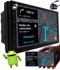 Central Multimídia Android 7" Premium Plus E-Tech: 4GB RAM, 64GB Armazenamento e Câmera de Ré - imagem 1