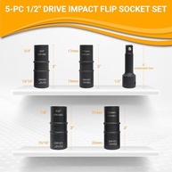 Conjunto Soquete Impacto Articulado 5 Peças 1/2" - Métrico e SAE para Tarefas Difíceis - imagem 3