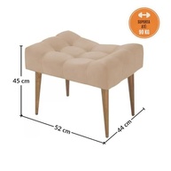 Puff Banco Estofado Capitonê Bege com Pés de Madeira - Assento Decorativo Versátil para Sala, Quarto e Hall - imagem 3