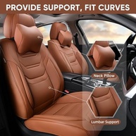 Conjunto de Capas de Assento de Couro Napa Respirável para Carro - Conforto e Estilo (Marrom, Par Frontal) - imagem 4