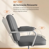 Cadeira de Descanso Ajustável com Apoio de Braços, Assento Confortável, Base Giratória com Rodas - Cinza - imagem 4
