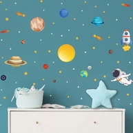 Adesivo de Parede Infantil Espaço e Astronauta - Decore o Quarto com Estilo e Segurança - imagem 1
