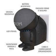 Suporte de Tomada Astronauta para Alexa Echo Dot 5ª/4ª Geração (Preto) - Design Moderno e Organização - imagem 3