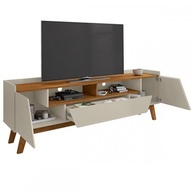 Rack Sala Florença para TV até 70" | Design Moderno em Madeira Off White com Pés Naturais - imagem 5