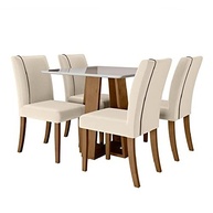 Conjunto de Mesa de Jantar Atenas com 4 Cadeiras Padua - Design Moderno em Carvalho e Bege | Dobuê - imagem 2