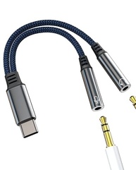 Adaptador USB C para 2x P2 (3.5mm) - Áudio e Microfone para iPhone 15/16 Pro Max e Android - imagem 2
