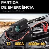Partida Auxiliar Veicular 12V com Compressor de Ar Recarregável - Emergência e Praticidade Pratiarejo - imagem 3