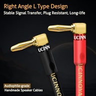 Cabo de Alto-Falante UCINNOVATE 14 AWG OFC HiFi 2m com Plug Banana Ângulo Reto Dourado (2 Peças) - imagem 4