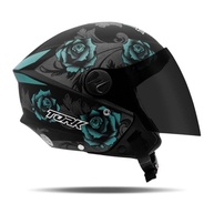 Capacete Aberto New Liberty 3 Flowers Azul Fosco - Segurança e Estilo para Você! - imagem 3