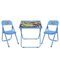 Conjunto Mesa Infantil com 2 Cadeiras Dobráveis Açomix Azul - Estrutura Metálica Resistente - imagem 2