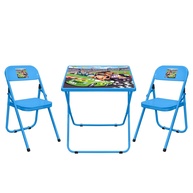 Conjunto Mesa Infantil com 2 Cadeiras Dobráveis Açomix Azul - Estrutura Metálica Resistente - imagem 1