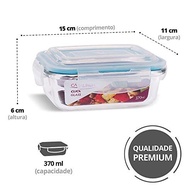 Kit 10 Potes de Vidro Retangular com Tampa Hermética 370ml Azul - Armazenamento Elegante e Seguro - imagem 4
