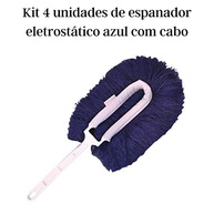 Kit 4 Espanadores Eletrostáticos Azul Bralímpia com Cabo – Limpeza Inteligente e Sem Esforço - imagem 4