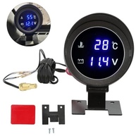 Medidor Automotivo Digital: Termômetro e Voltímetro LED Azul para Motor e Bateria 12V/24V - imagem 3