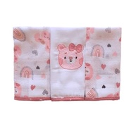 Paninho de Boca Bebê Babete Fraldinha Kit com 3 Unidades - Baby Gijo Rosa Ursinhas - imagem 2