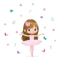 Adesivo de Parede Bailarina Cabelo Castanho Liso - Kit com 23 Peças para Decoração Infantil - imagem 4